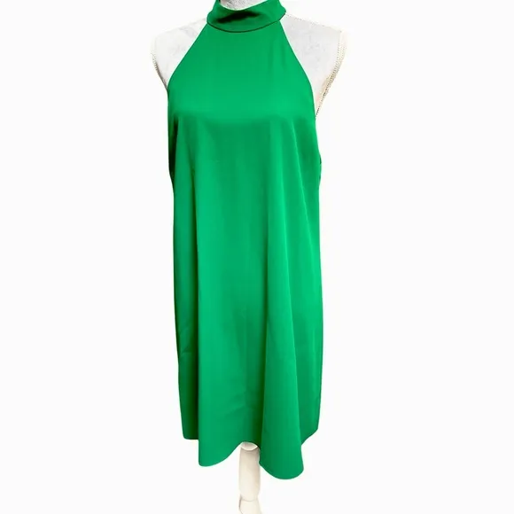 NWT Alice   Olivia Emerald Green Susanna Halter A-line Mini Swing Dress, Size L