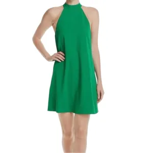 NWT Alice   Olivia Emerald Green Susanna Halter A-line Mini Swing Dress, Size L