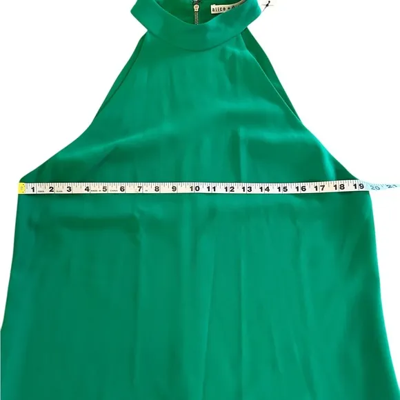 NWT Alice   Olivia Emerald Green Susanna Halter A-line Mini Swing Dress, Size L