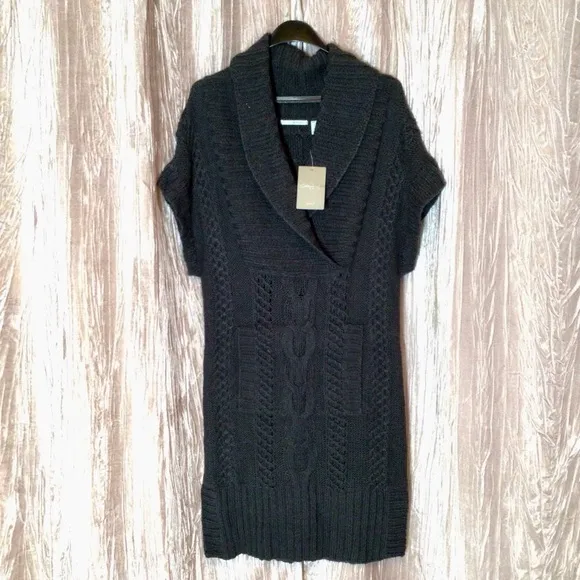 NWT Anthropologie Guinevere Wool Mohair Sweater Dress Tunic Grey Minimalist Smal