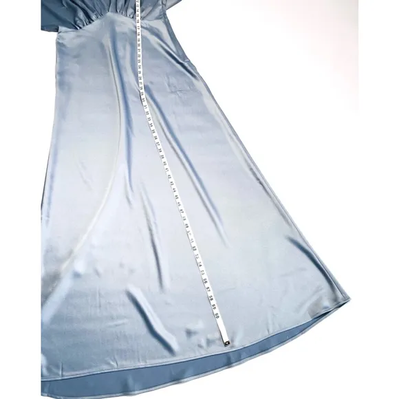 NWT BHLDN Leila Deep-V-neck Dress Steel Grey Satin Maxi Dress Gown US16