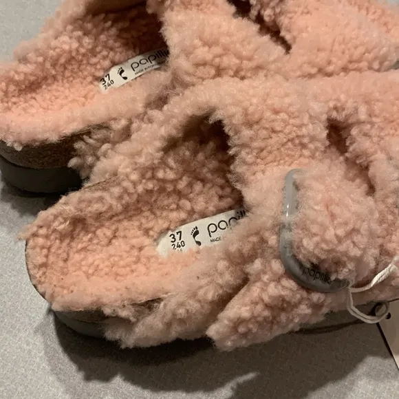 NWT Birkenstock Papilio Arizona Big Buckle Shearling Sandals Size US 6/EU 37