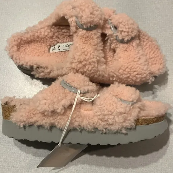 NWT Birkenstock Papilio Arizona Big Buckle Shearling Sandals Size US 6/EU 37