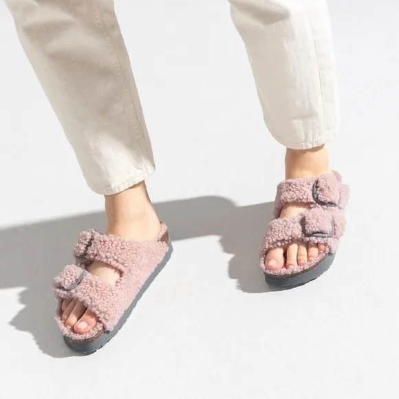 NWT Birkenstock Papilio Arizona Big Buckle Shearling Sandals Size US 6/EU 37