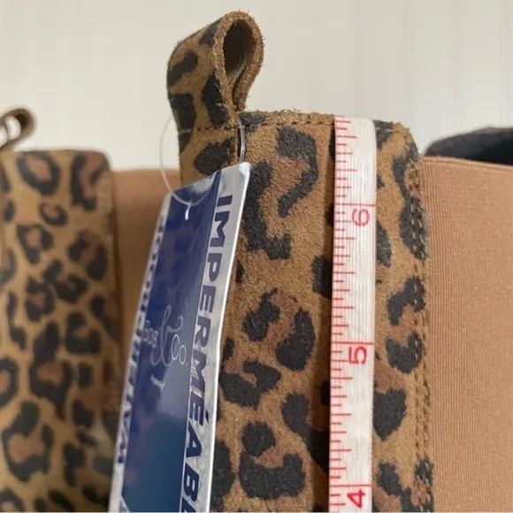 NWT Bos &amp; Co. RECAP Waterproof Faux Leopard Leather Chelsea Boots *Portugal*