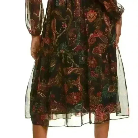 NWT - DREW - &quot;Blake&quot; Paisley Midi Dress in Noir