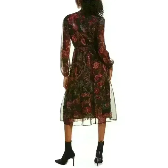 NWT - DREW - &quot;Blake&quot; Paisley Midi Dress in Noir