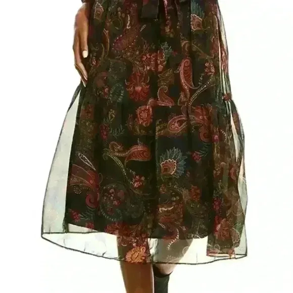 NWT - DREW - &quot;Blake&quot; Paisley Midi Dress in Noir