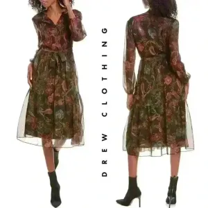 NWT - DREW - &quot;Blake&quot; Paisley Midi Dress in Noir