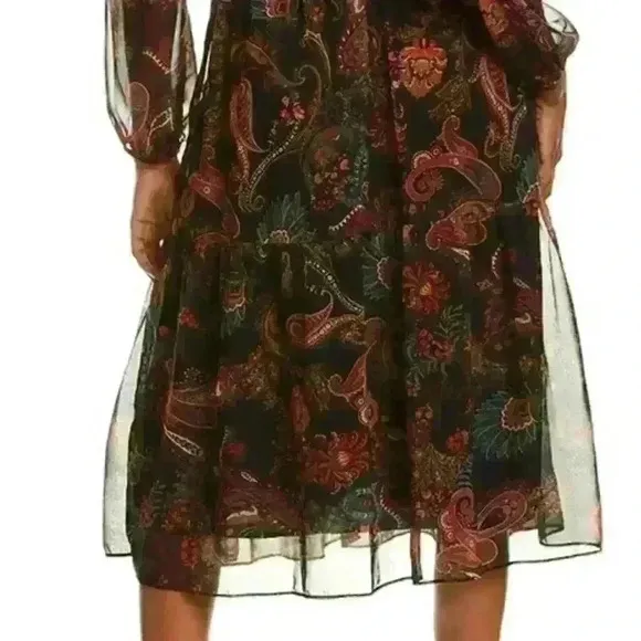 NWT - DREW - &quot;Blake&quot; Paisley Midi Dress in Noir