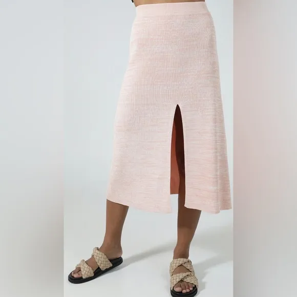 NWT Ena Pelly Sloan Knit Midi Skirt in Peach Melange, size 6