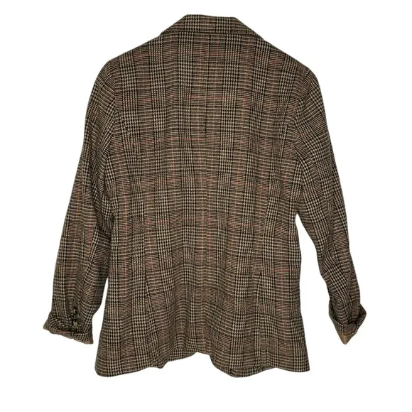 NWT FP Inspired Ebossy Houndstooth Blazer brown/tan/red M