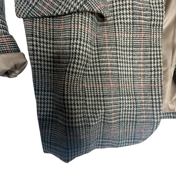 NWT FP Inspired Ebossy Houndstooth Blazer brown/tan/red M