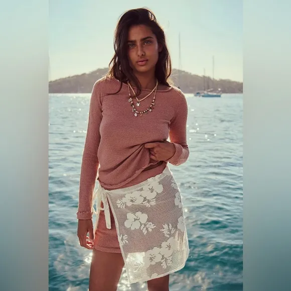 NWT Free People Beach Cabo Sweater Skirt Full Set in Aged Terracotta size M
