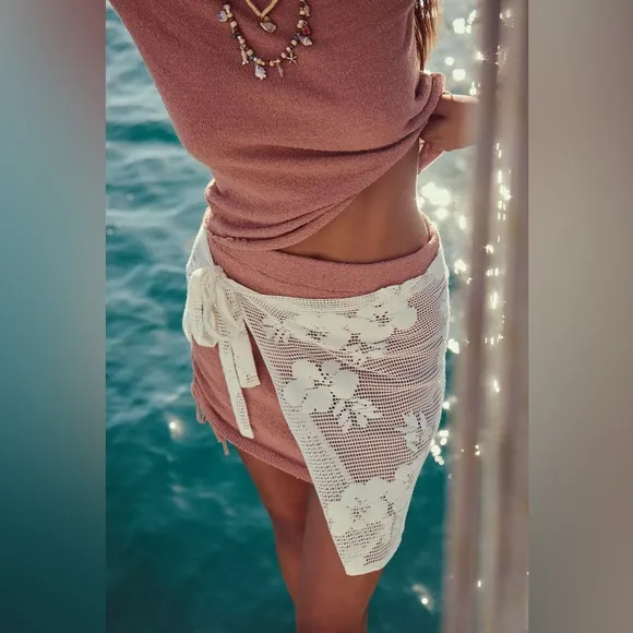 NWT Free People Beach Cabo Sweater Skirt Full Set in Aged Terracotta size M