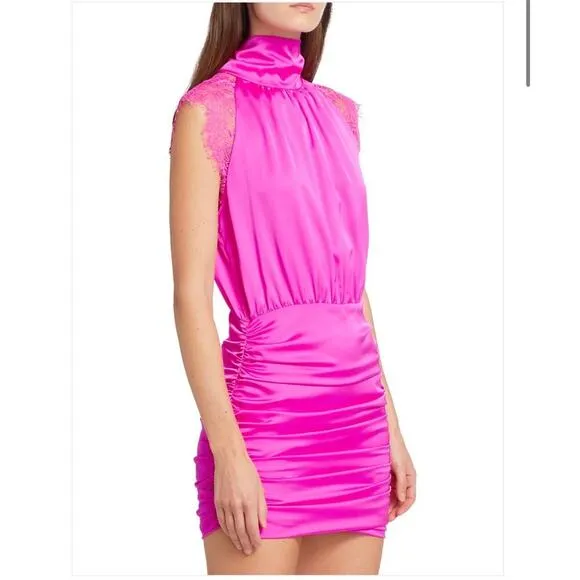 NWT Generation Love Becca Hot Pink Lace Mini Dress size Small
