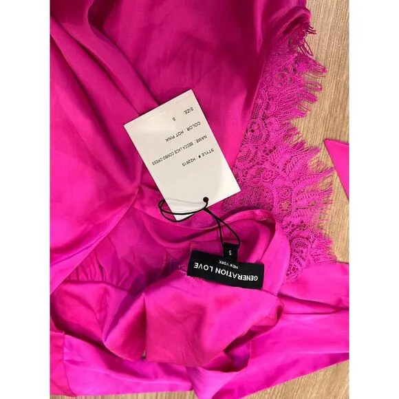 NWT Generation Love Becca Hot Pink Lace Mini Dress size Small