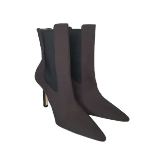 NWT Good American Boots Womens 7 Kickstand Heel Gold Neoprene Chocolate GA118N-X