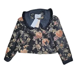NWT Gorgeous Floral Tapestry Cropped Blazer With Peter Pan Collar Size M