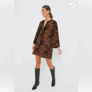 NWT ⭐️ HYACINTH HOUSE Brown &amp; Black Burnout Floral Elma Mini Dress