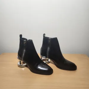 NWT Jeffery Campbell Boone Caged Booties Faux Leather Stargirl Heel US 6