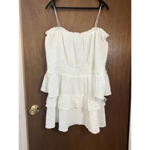 NWT le lis OFF SHOULDER BELL SLEEVE TIERED RUFFLE DRESS Size M White Summer Midi