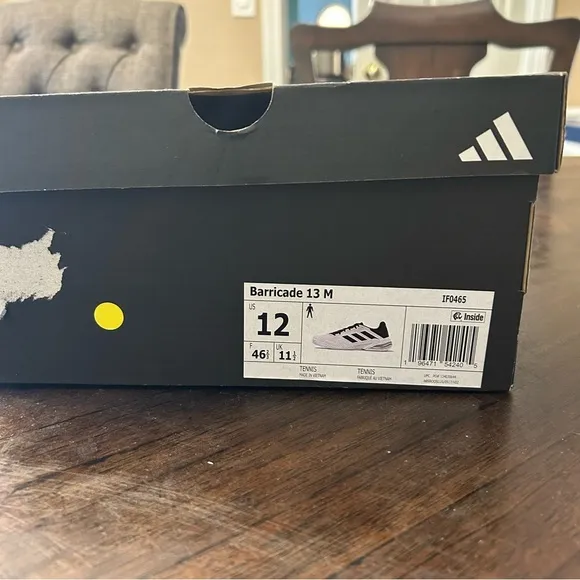 NWT Mens Adidas Barricade 13 M White and Black Tennis Shoes size (12)