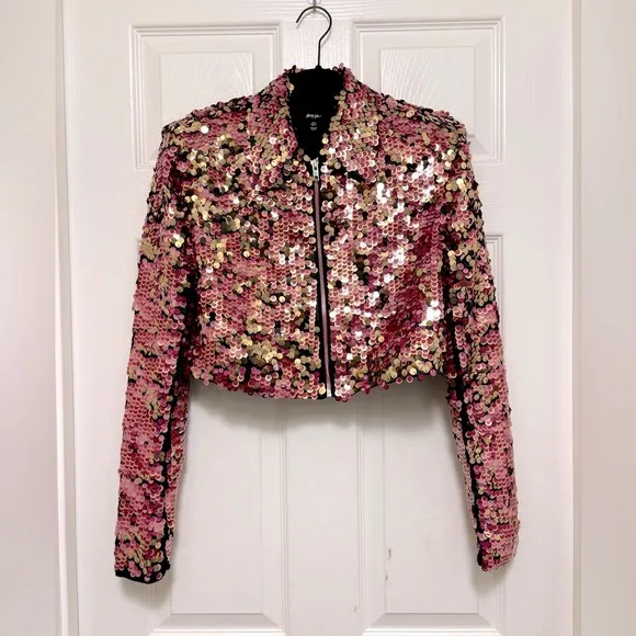 NWT Nasty Gal Premium Tailored Sequin Booty Shorts &amp; Cropped Jacket