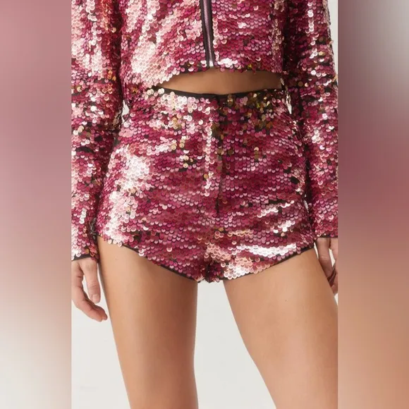 NWT Nasty Gal Premium Tailored Sequin Booty Shorts &amp; Cropped Jacket