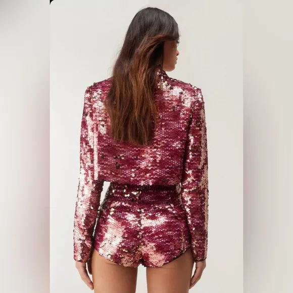 NWT Nasty Gal Premium Tailored Sequin Booty Shorts &amp; Cropped Jacket