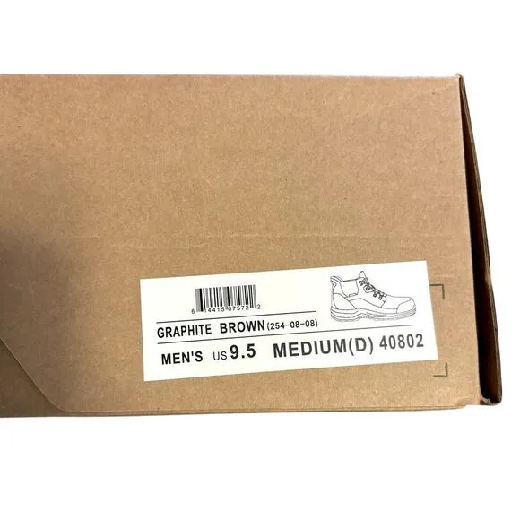 NWT OrthoFeet Graphite Hands Free Work Boots Brown Mens Size 9.5 Orthopedic
