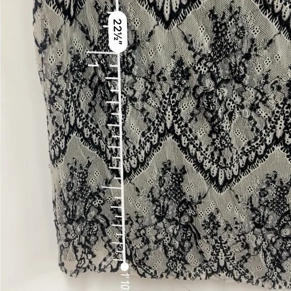 NWT Peruvian Connection Black/Pearl Lace Pencil Skirt w/Full Lining Size 10