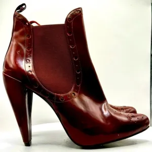 NWT PURA LOPEZ - Brown Leather Ankle Bootie in Brown Size 9.5
