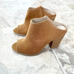 NWT RESTRICTED West Bay Whiskey Color Open Toe Booties Boots Block Heel Size 7.5