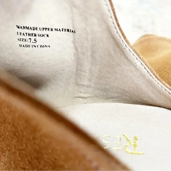 NWT RESTRICTED West Bay Whiskey Color Open Toe Booties Boots Block Heel Size 7.5