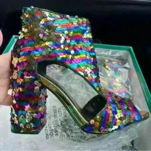NWT ROXY BLOCKED HEEL BOOTS WITH FLIP SEQUINS BY LAUREN LORRAINE