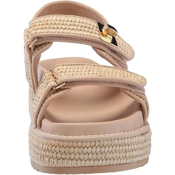 NWT Steve Madden Women's Bigmona Platform Sandals,Natural Raffia-Size 8