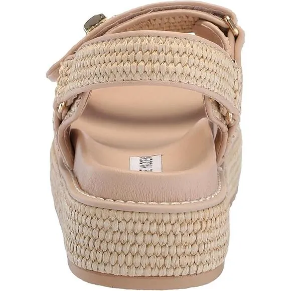 NWT Steve Madden Women's Bigmona Platform Sandals,Natural Raffia-Size 8