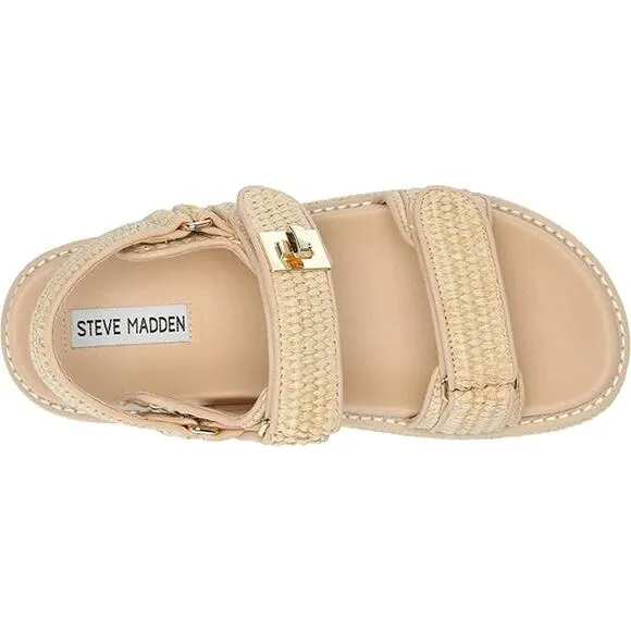 NWT Steve Madden Women's Bigmona Platform Sandals,Natural Raffia-Size 8