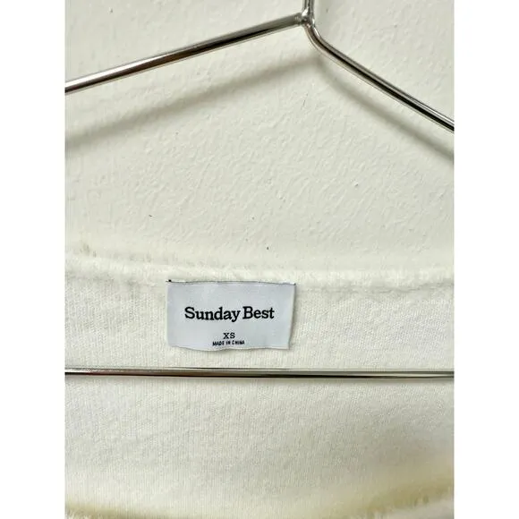 NWT Sunday Best Elsie Long Sleeve  Sweetheart-Neck Sweater White Women's Size XS