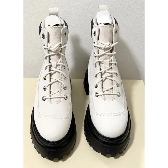 NWT: Timberland - Women's, White Nubuck, Platform Combat Boots (US 7.5M)