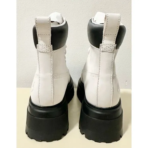 NWT: Timberland - Women's, White Nubuck, Platform Combat Boots (US 7.5M)