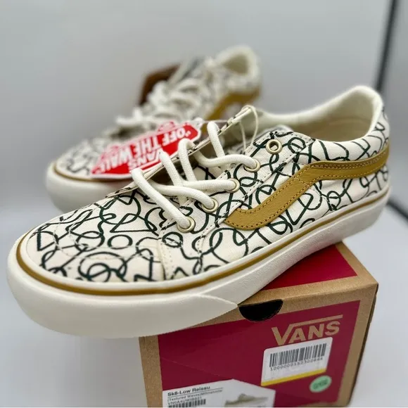 NWT Vans Sk8 Low Reissue Sneakers Textured Waves / Marshmallow Shoes Skate NEW​