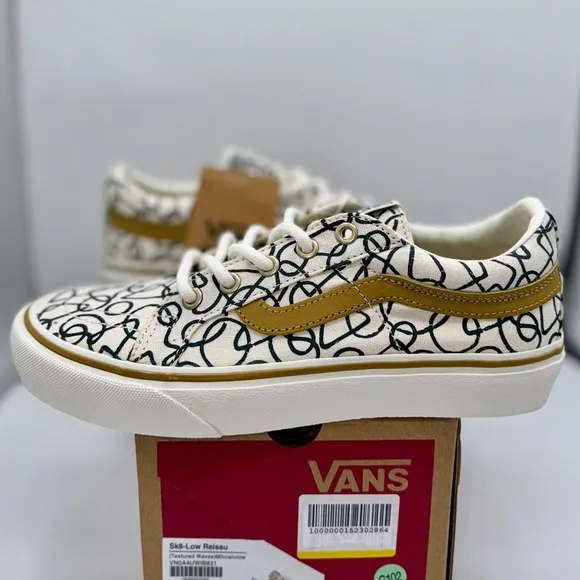 NWT Vans Sk8 Low Reissue Sneakers Textured Waves / Marshmallow Shoes Skate NEW​