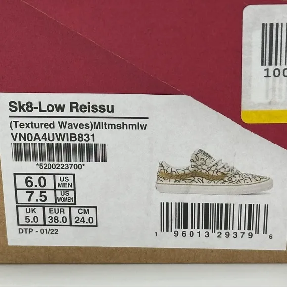 NWT Vans Sk8 Low Reissue Sneakers Textured Waves / Marshmallow Shoes Skate NEW​