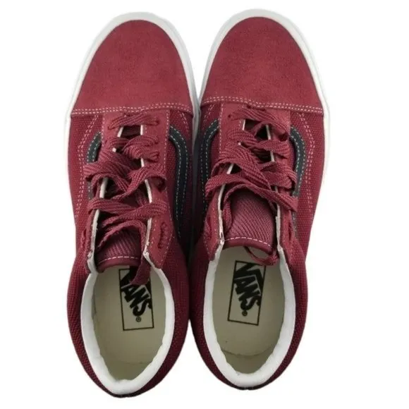 NWT Vans Skate Shoe Mens Size 8.5 Womens Sz 10 Old Skool Maroon Black Low Suede