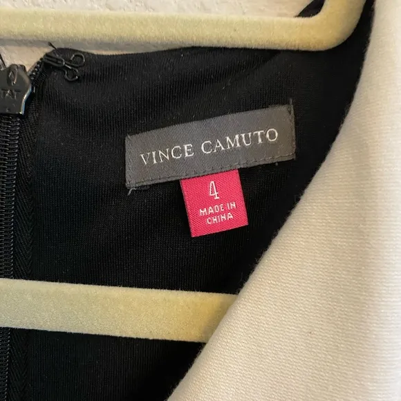 NWT Vince Camuto Size 4 black grey cream colorblock dress sleeveless