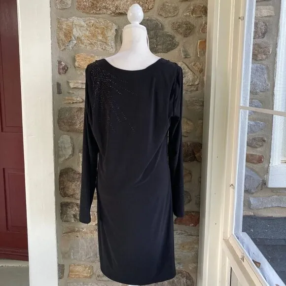 NWT White House Black Market Matte Jersey Pleated Shoulder Dress Womens XL $160
