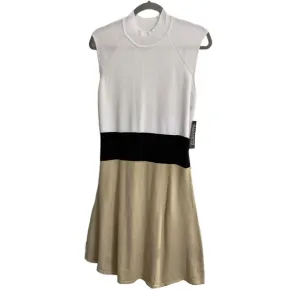 NY&amp;C Colorblock Sweater Dress Medium Cream Black Beige Knit New
