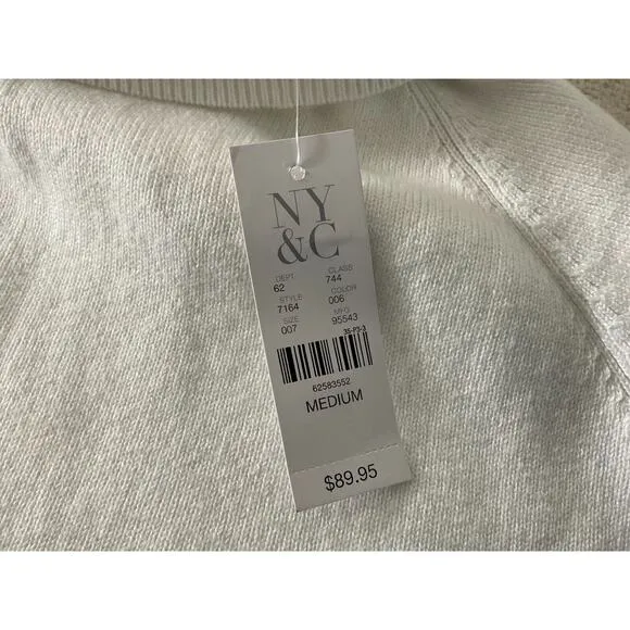 NY&amp;C Colorblock Sweater Dress Medium Cream Black Beige Knit New